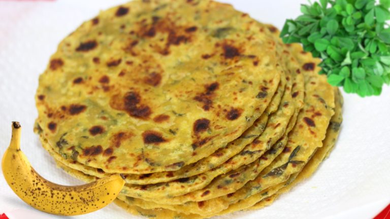 Kela Methi Thepla – Banana Fenugreek Flat Bread