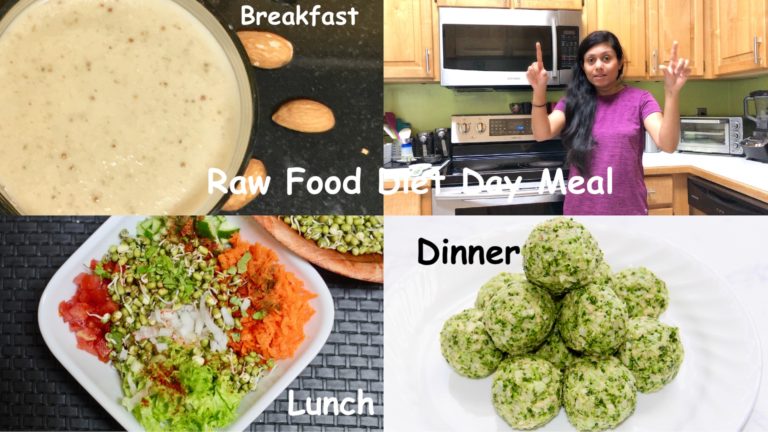 Raw Food Diet Day Meal~ Almond Fig Shake, Sprouted Beans, Broccoli Cashew Balls