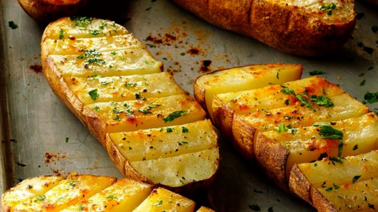 Scored Baked Potatoes